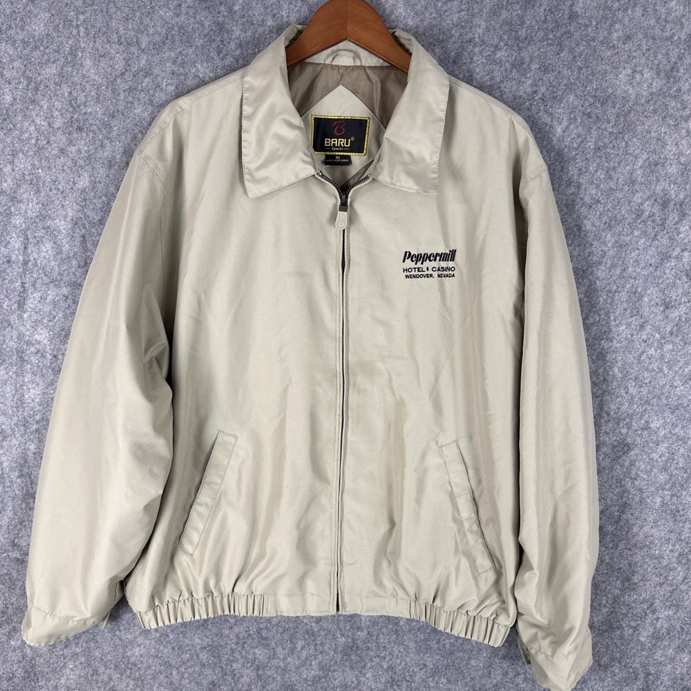 Baru Jacket Mens XL Tan Peppermill Hotel Casino Wendover Nevada Harrington Zip